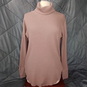 Women's Babaton Light Mauve Thermal Cowl Neck Sweater Size Small Tunic